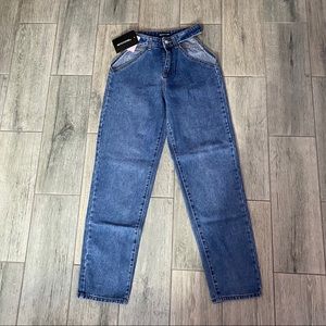 Prettylittlething Cut Out Waist Band Jeans